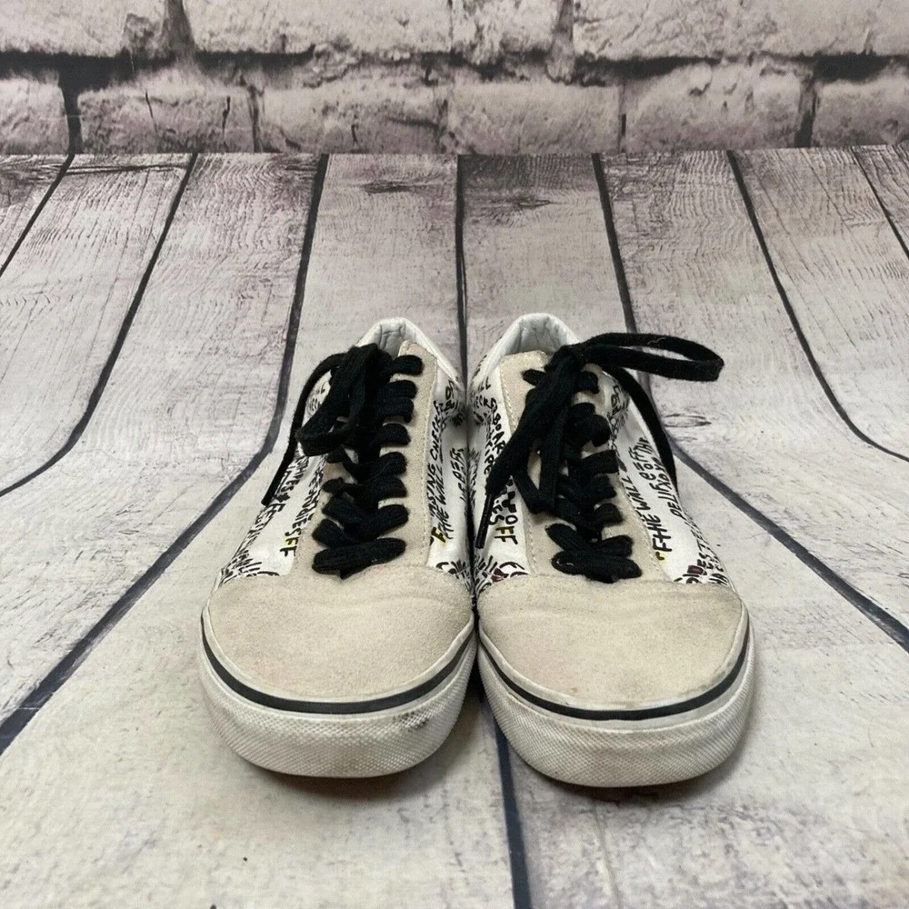 Vans Old Skool‎ DIY Womens 8 Mens 6.5 Canvas Suede Sneakers Shoes Black White